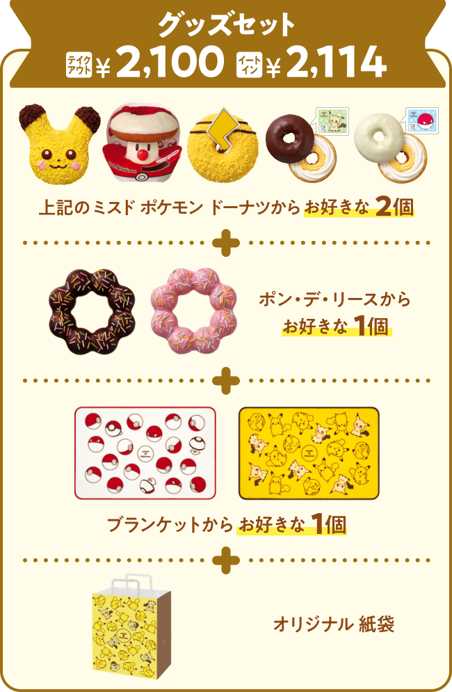 グッズセット テイクアウト￥2,100 イートイン￥2,114