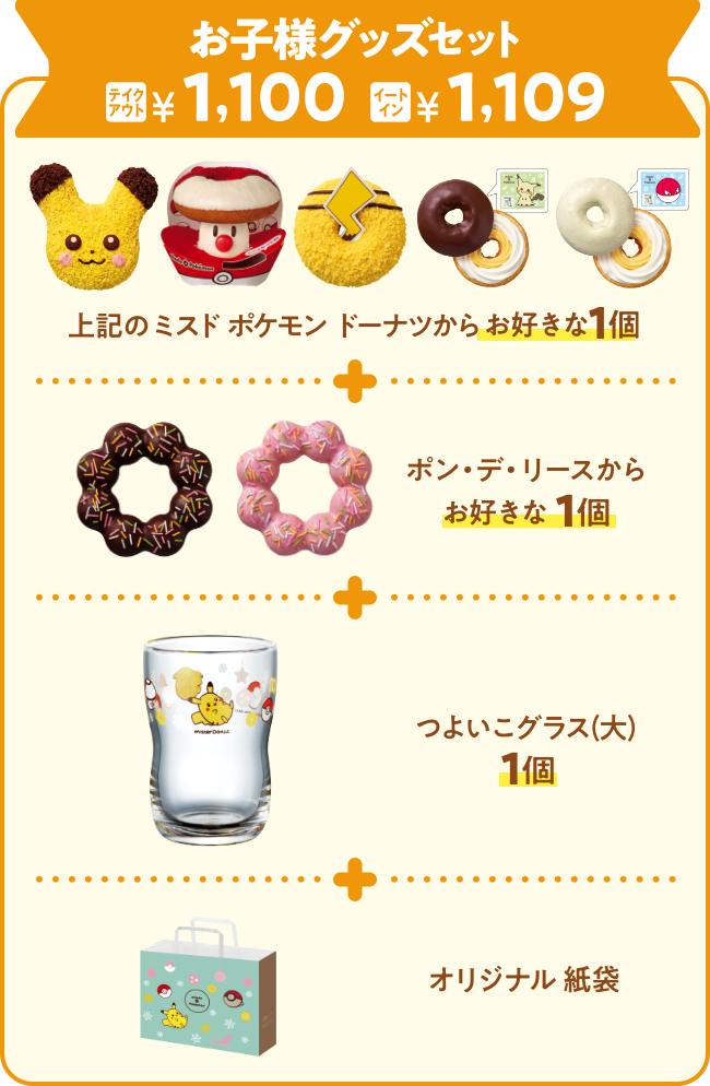 お子様グッズセット テイクアウト￥1,100 イートイン￥1,109