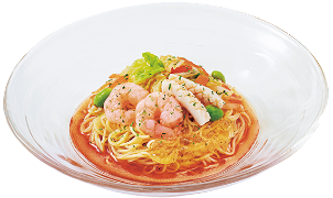 トマト海鮮野菜涼風麺 レモンジュレ添え